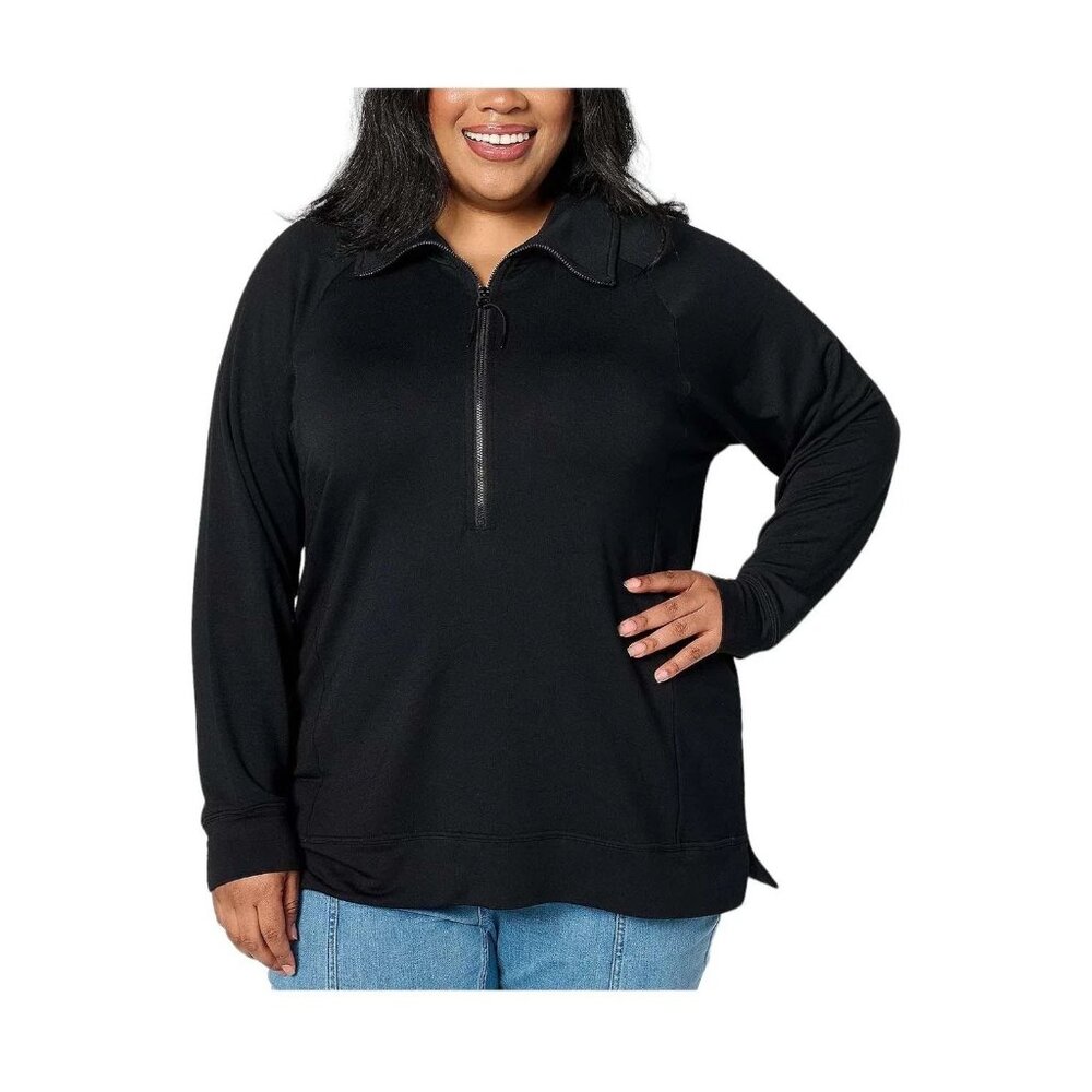 Belle by Kim Gravel Mega Modal Half-Zip Top Black Small A627948